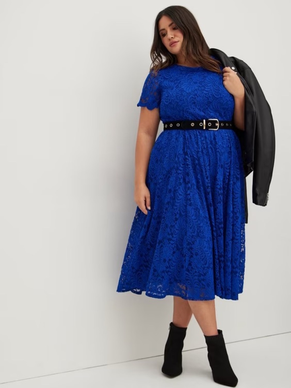 Torrid Electric Blue Lace Fit & Flare Midi Dress Size 2 18-20 NWT